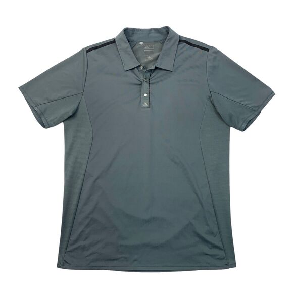 Adidas Polo Shirt Mens L Large Grey Puremotion Short Sleeve Performance Golf - Picture 1 of 10